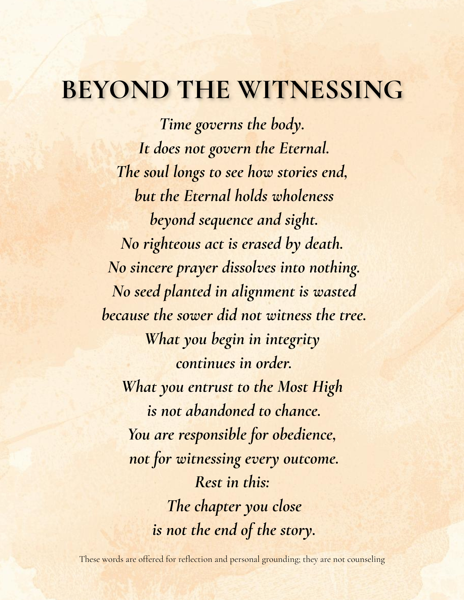BEYOND THE WITNESSING