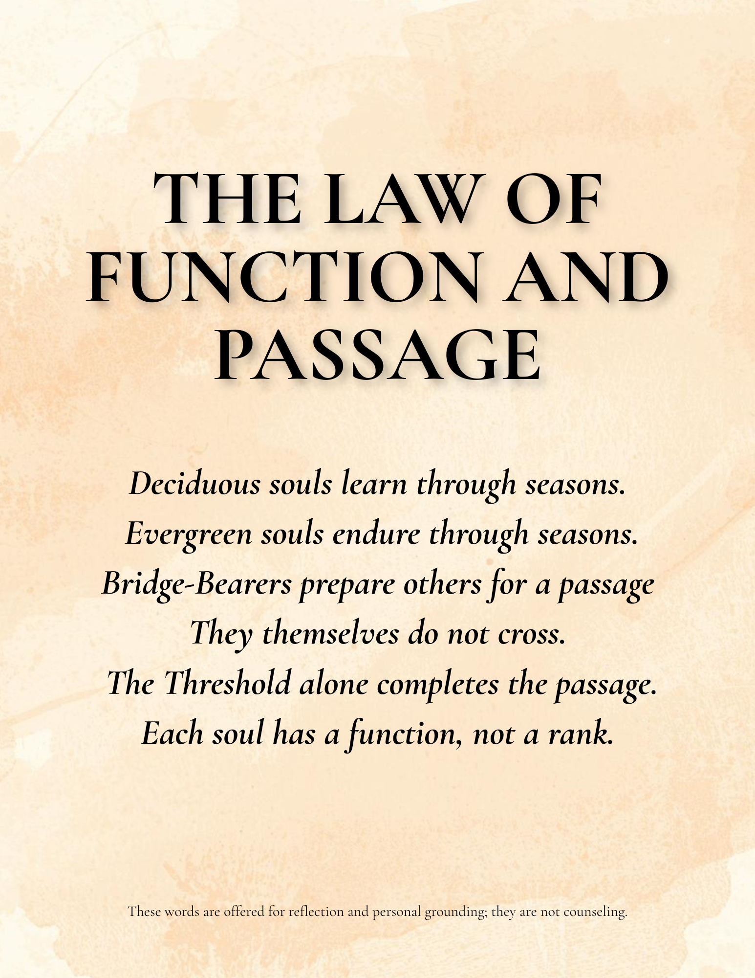 THE LAW OF FUNCTION AND PASSAGE