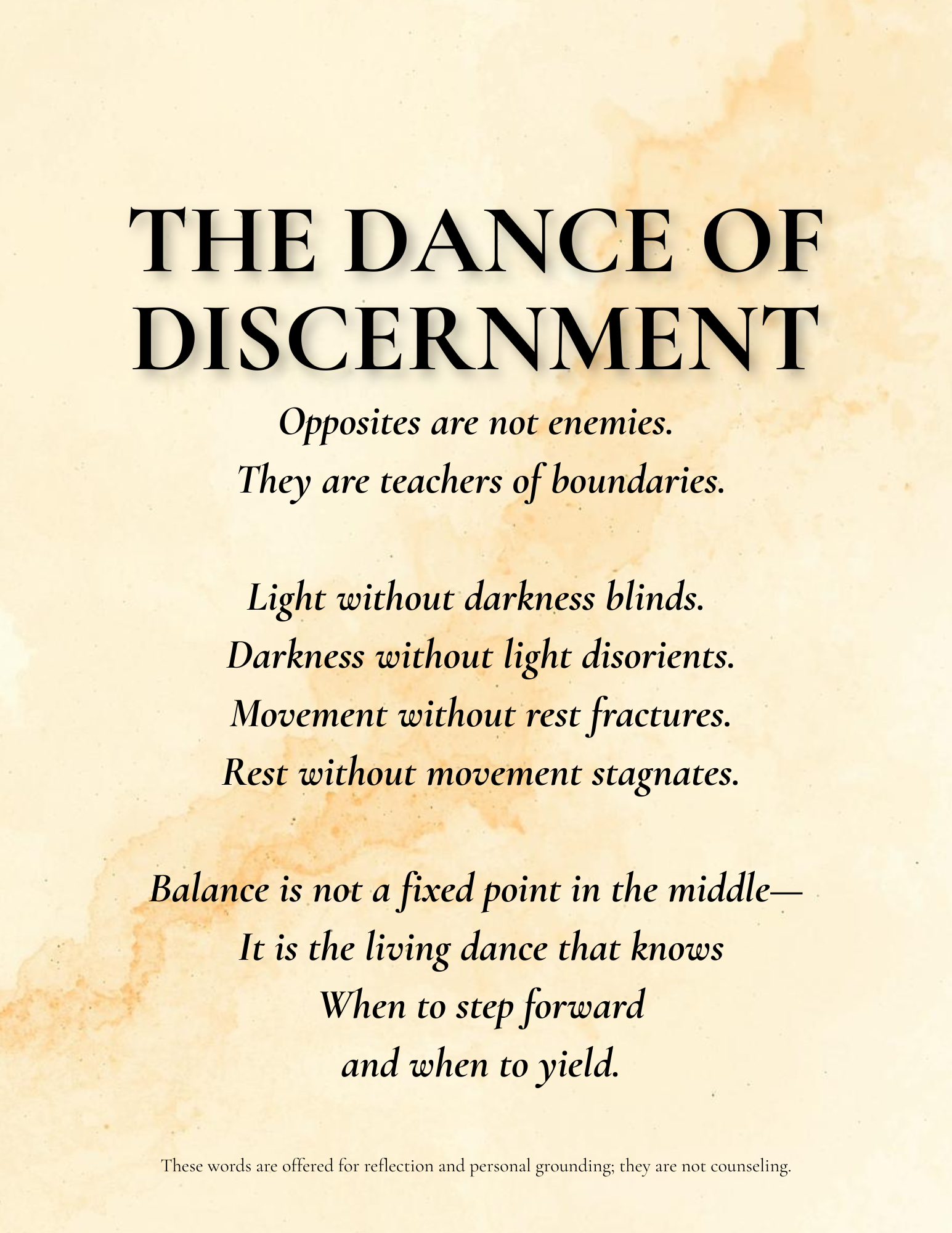 THE DANCE OF DISCERNMENT