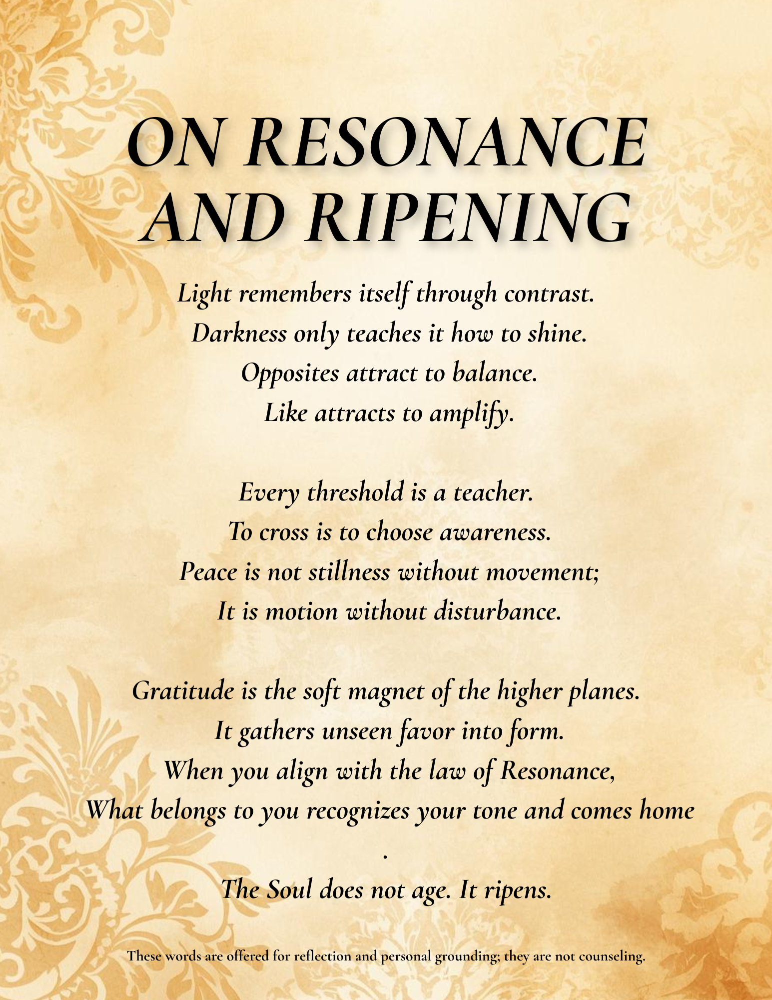 ON RESONANCE AND RIPENING