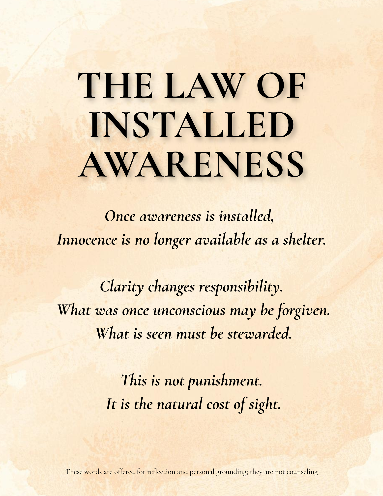 THE LAW OF INSTALLED AWARENESS