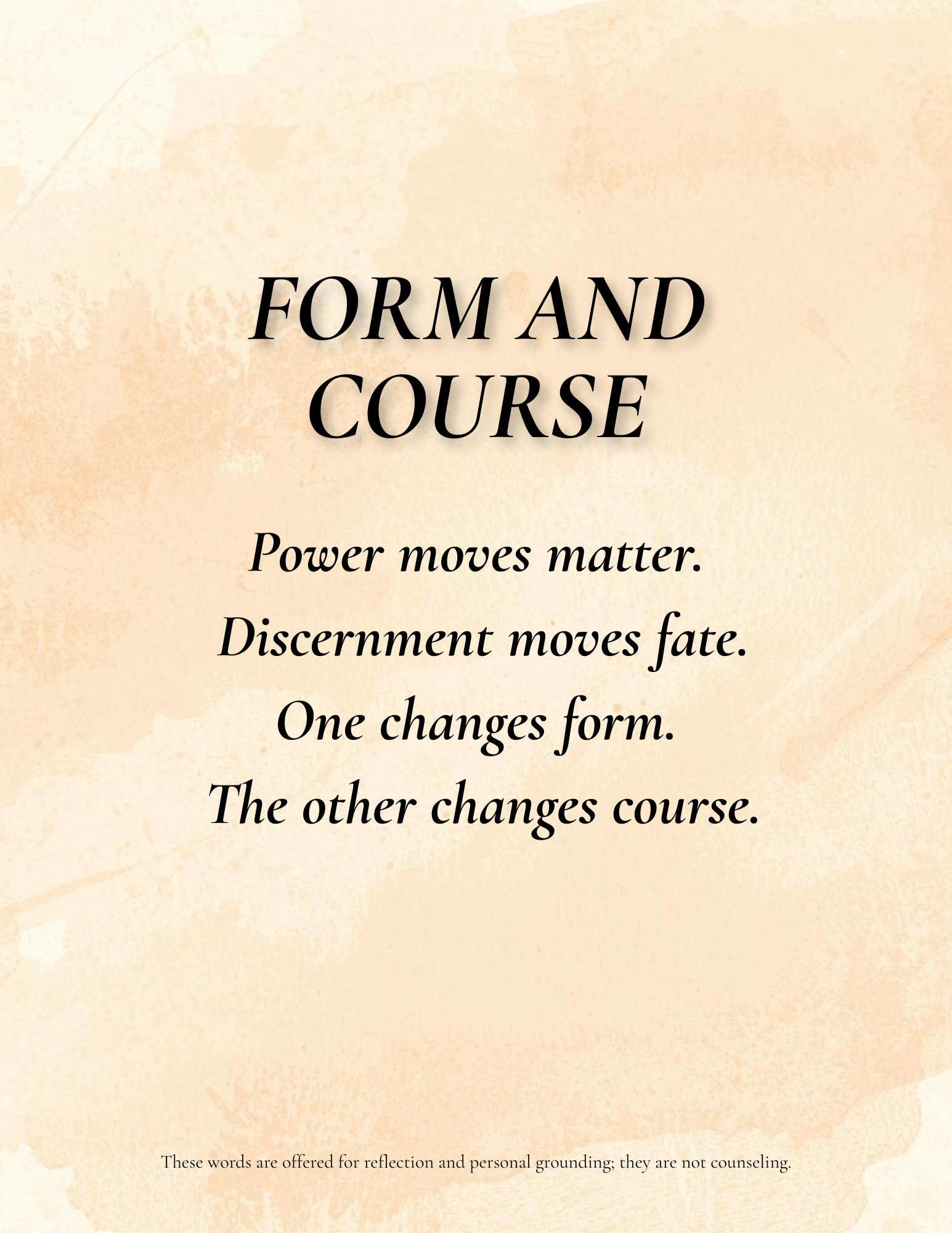 FORM AND COURSE