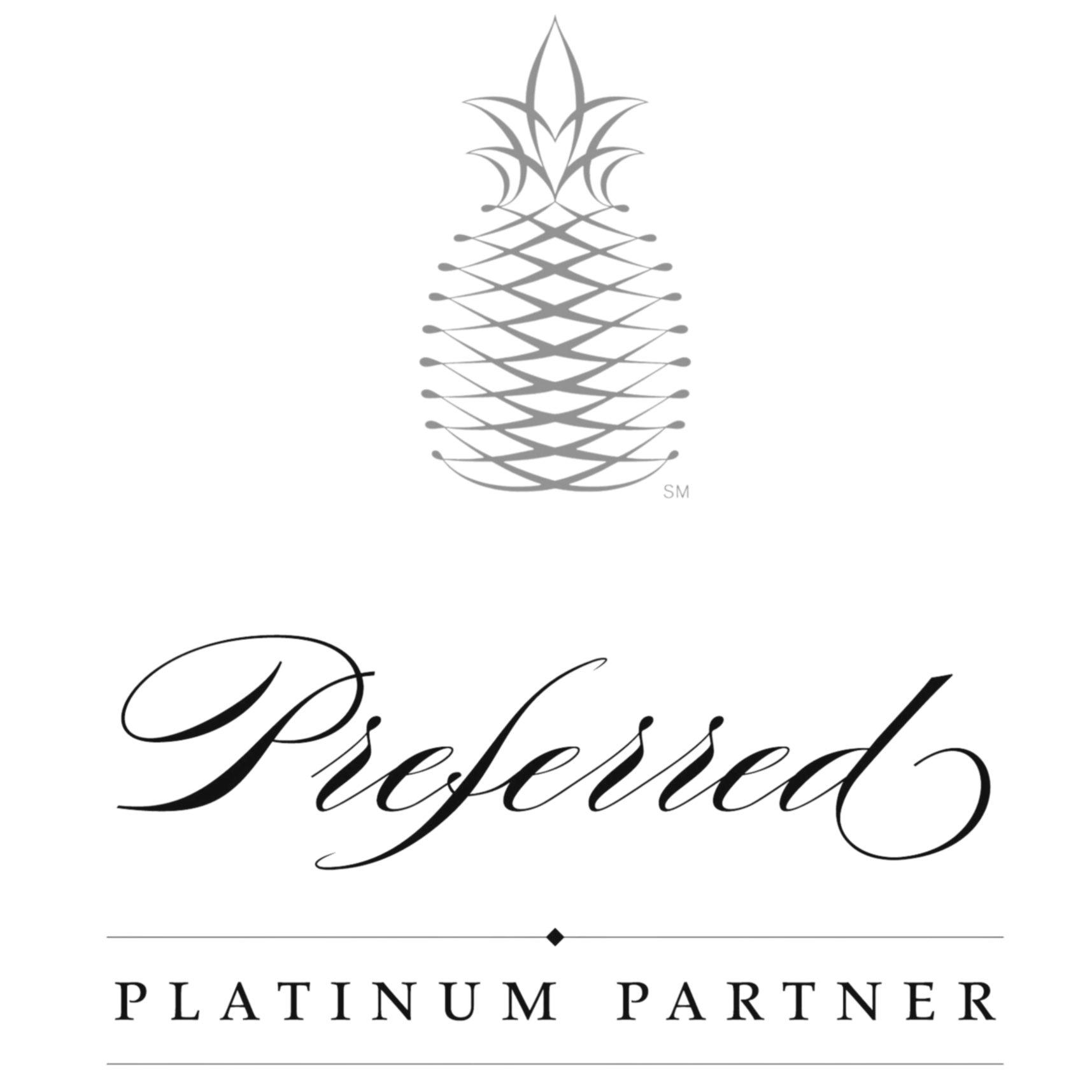 Logo de una marca de bebidas alcohólicas con la silueta de un árbol de piña, el texto 'Fidelidad' en estilo cursivo y la frase 'Platinum Partner' en letras mayúsculas.