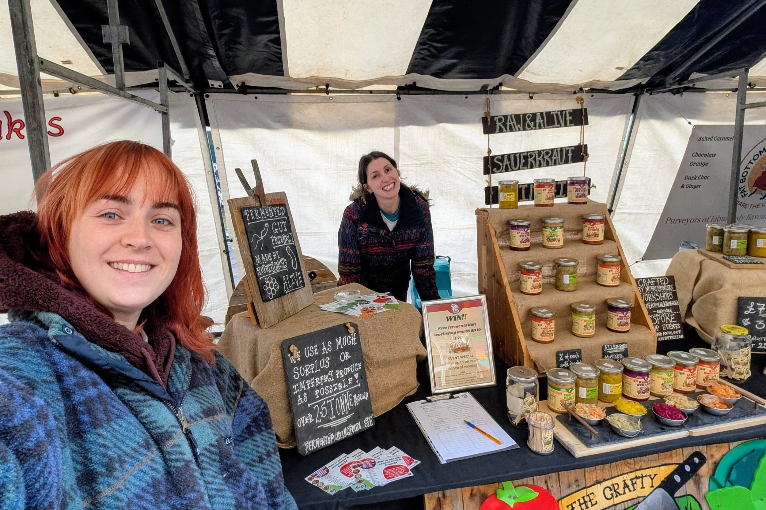 Bronwyn and Madi at Newport Market showcasing and selling products from The Crafty Pickle Co.
