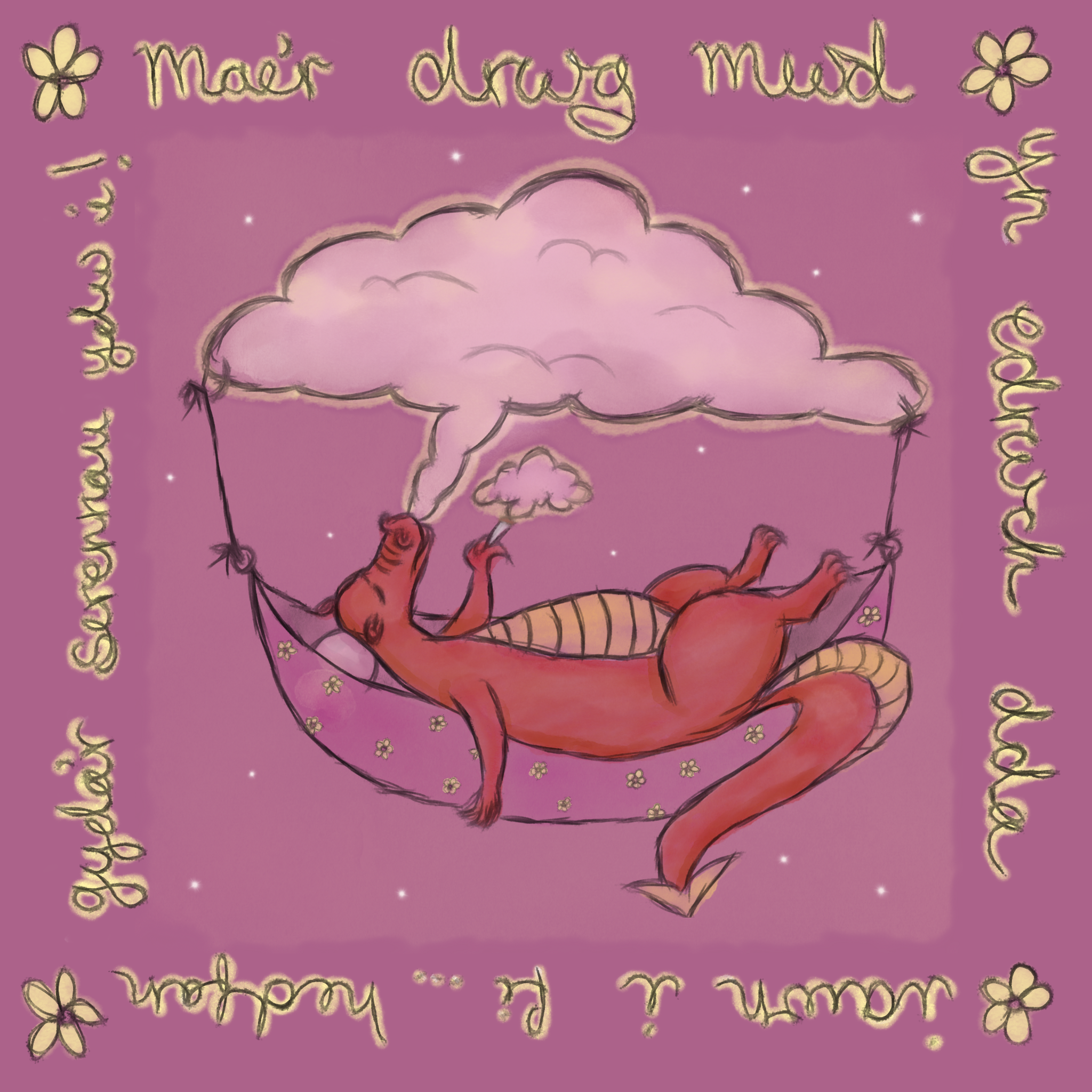NEW Smoking Dragon Square Print
