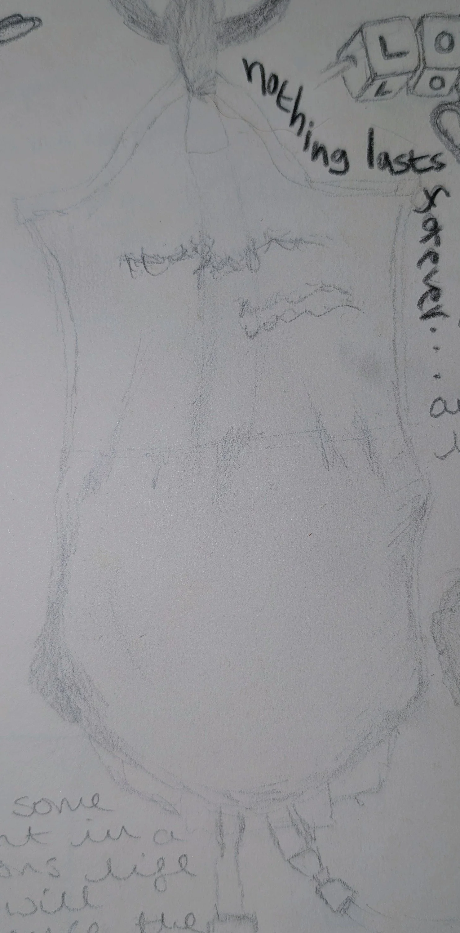 A hand-drawn sketch of an IV bag - by Bronwyn Putman at Forgotten Loves