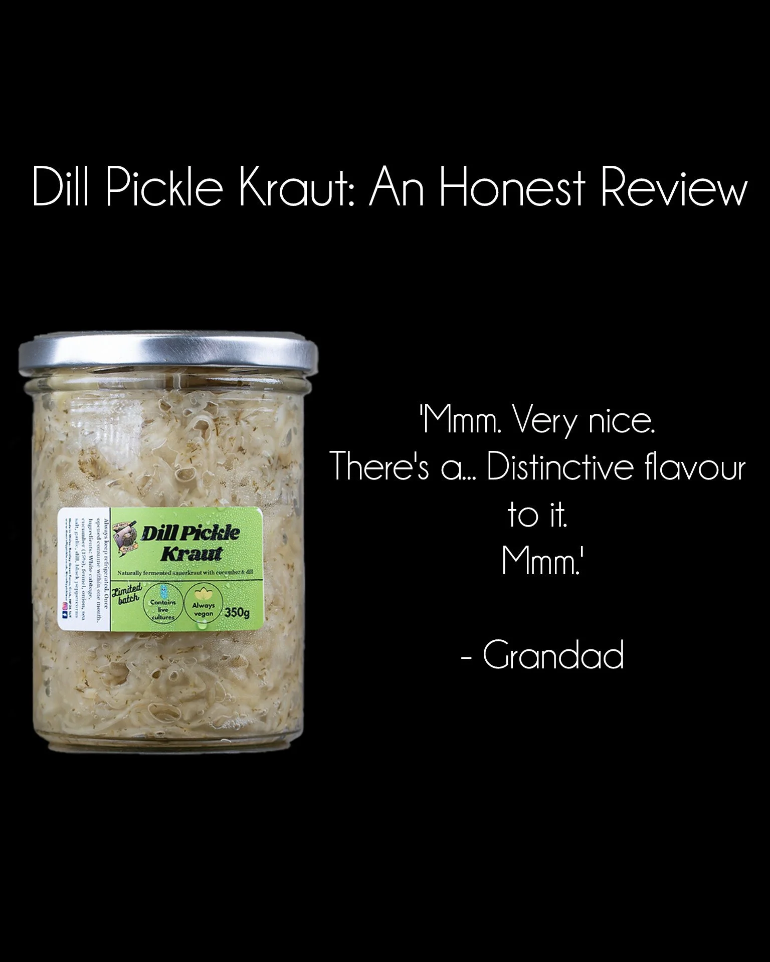 Social media post for The Crafty Pickle Co. featuring Dill Pickle Kraut