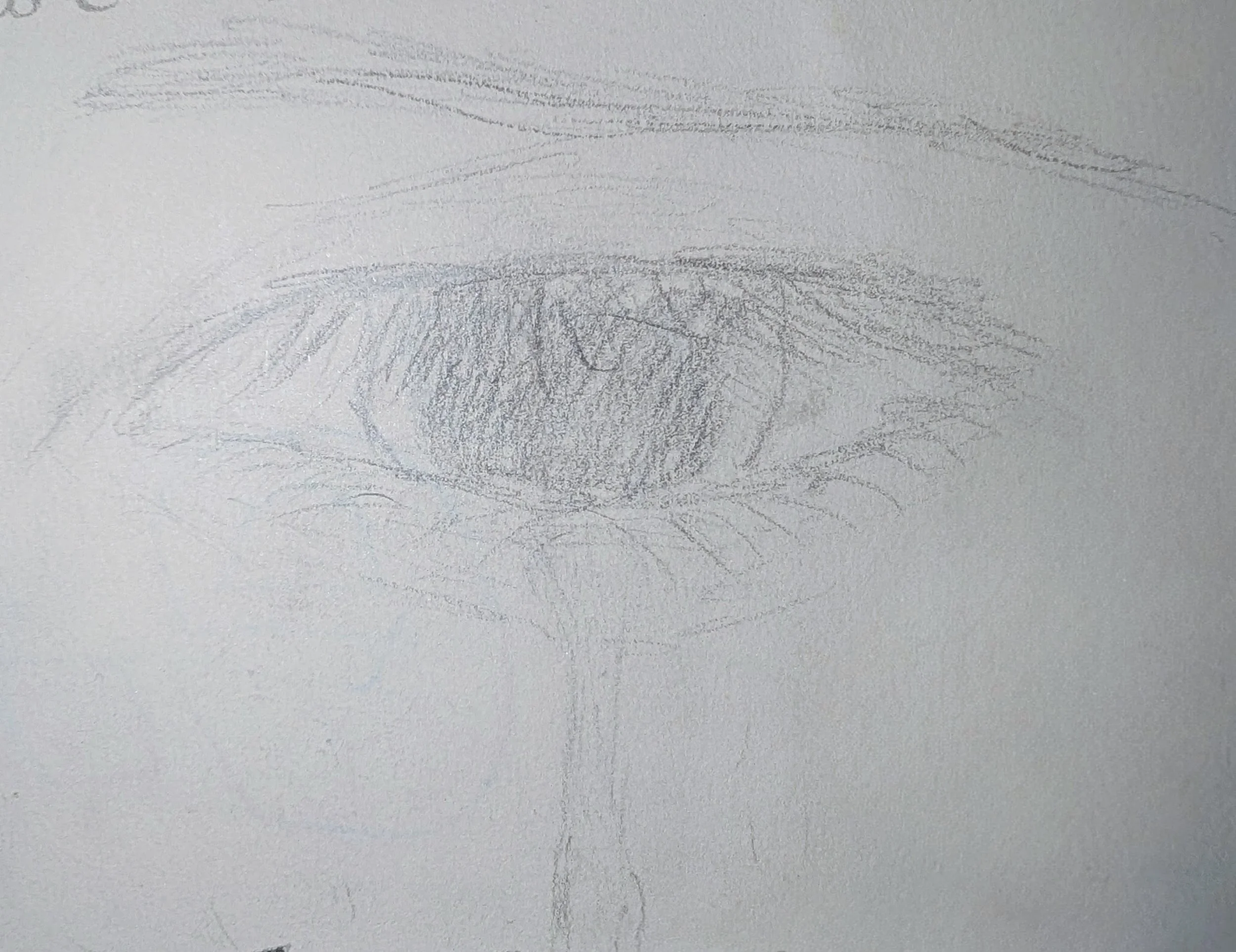 A pencil sketch of a crying eye - by Bronwyn Putman at Forgotten Loves