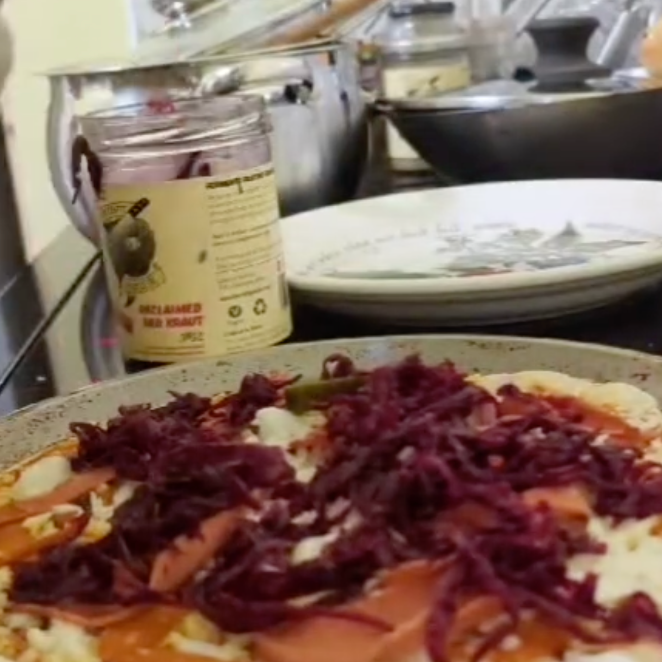 Social media post for The Crafty Pickle Co. featuring Radical Red Kraut