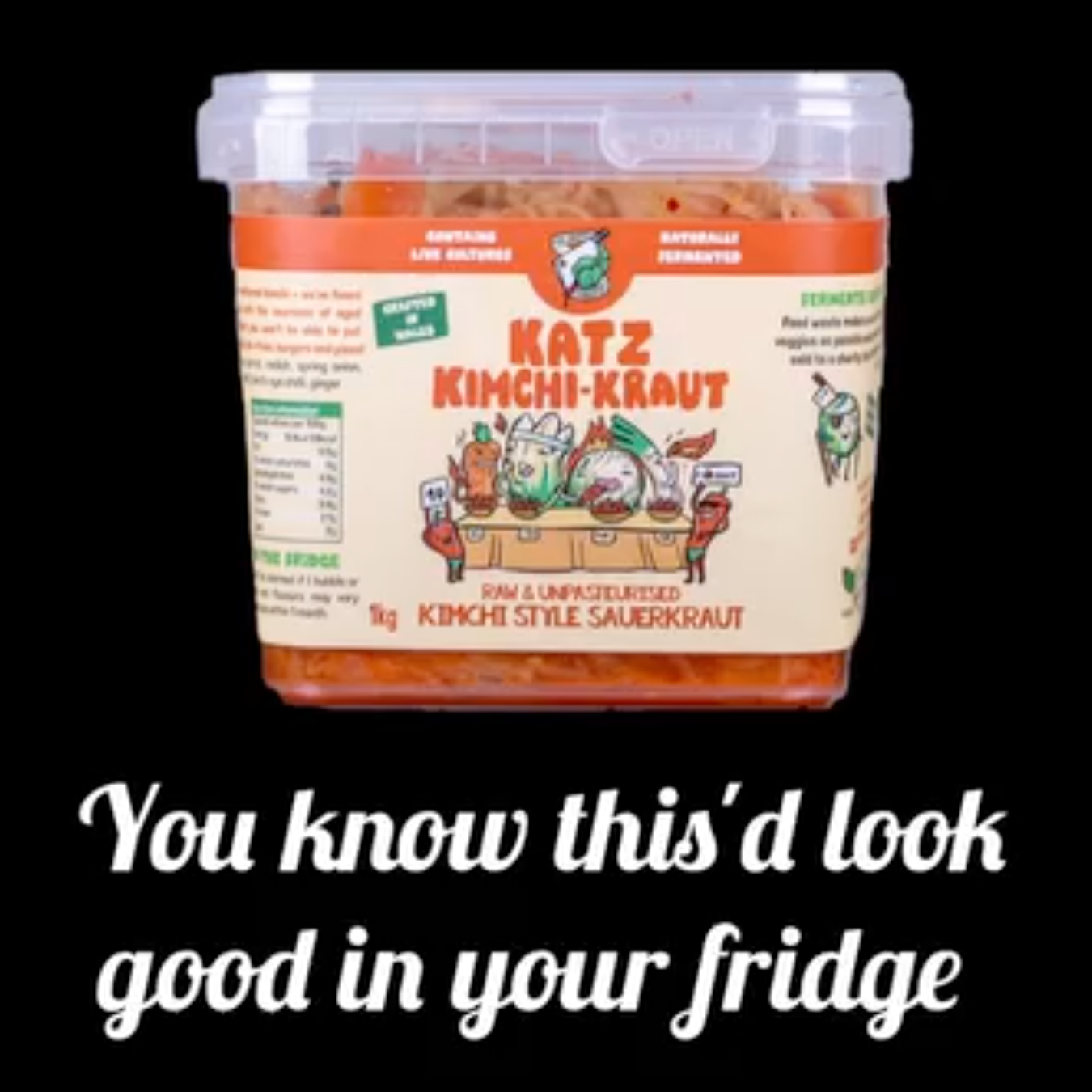 Social media post for The Crafty Pickle Co. featuring their Katz Kimchi Kraut