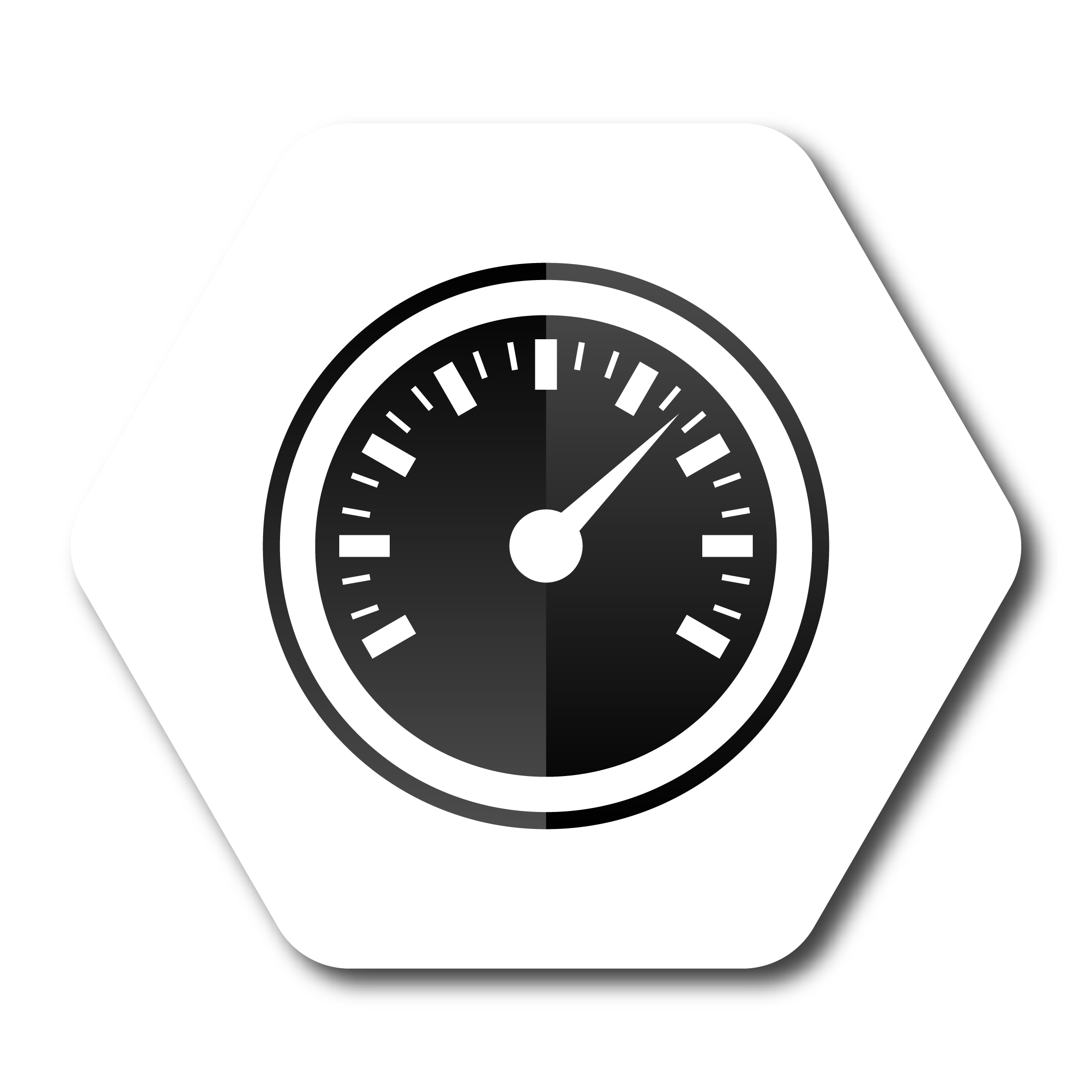 Black and white timer clock with a hexagonal frame