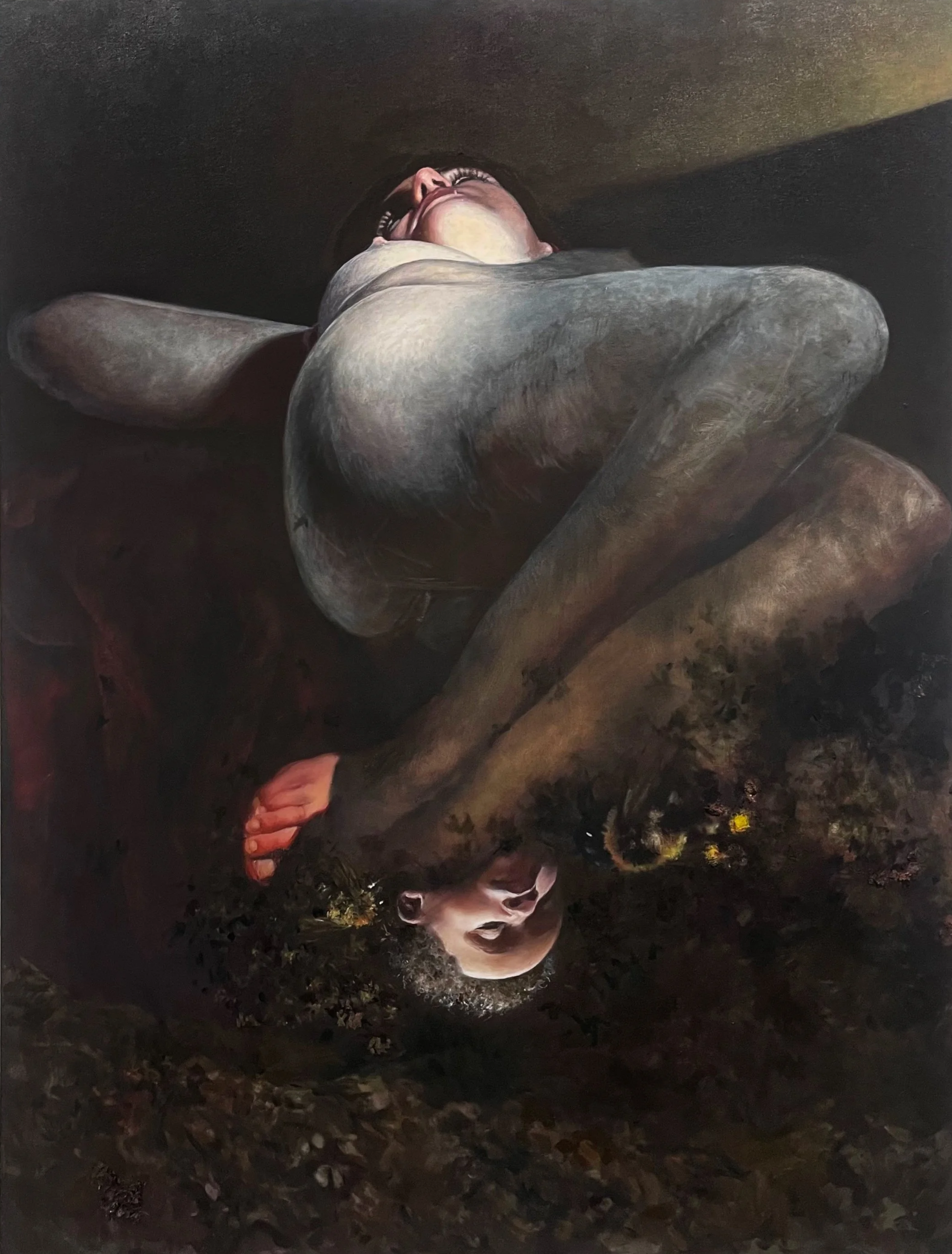 In The Bed With The Bees, 2025.
Oil on Canvas
58 x 44 Inches
