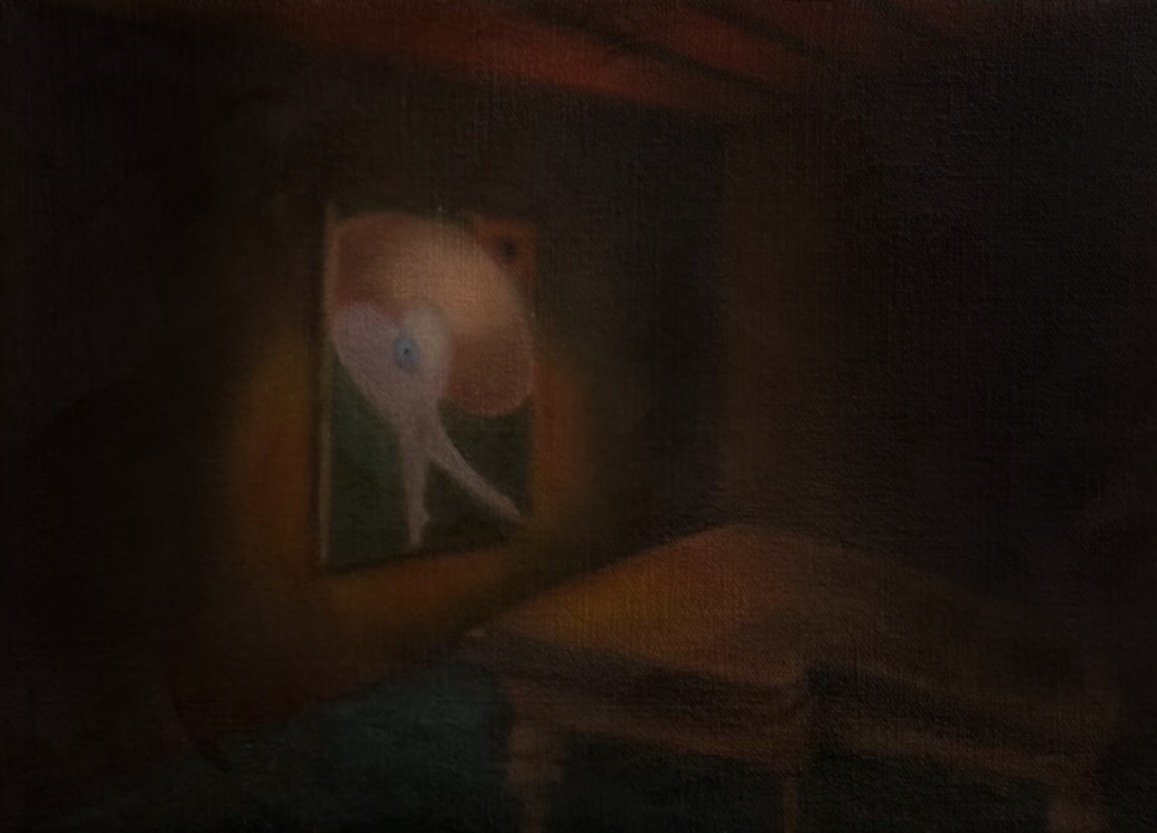 Me and You and the Music Room III, 2026. Oil on canvas, 8 x 11 inches