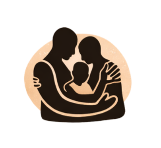 Silhouette of a family embracing each other