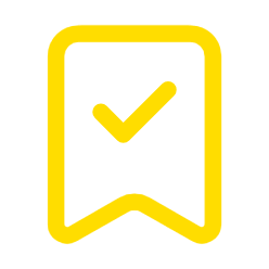 Yellow checklist bookmark icon on black background