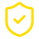 Yellow shield icon with a checkmark in the center.