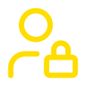 Icon of a person with a padlock, indicating privacy or security.