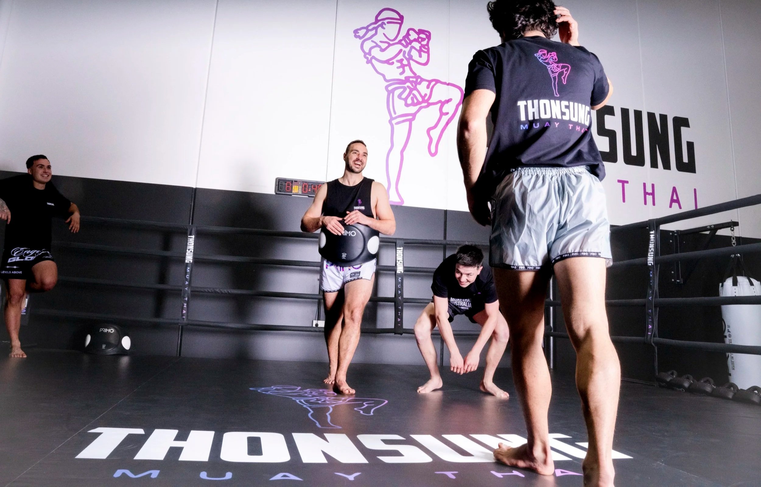 Thonsung Muay Thai Head Coach and Students, only good vibes in the ring. Epping 3076