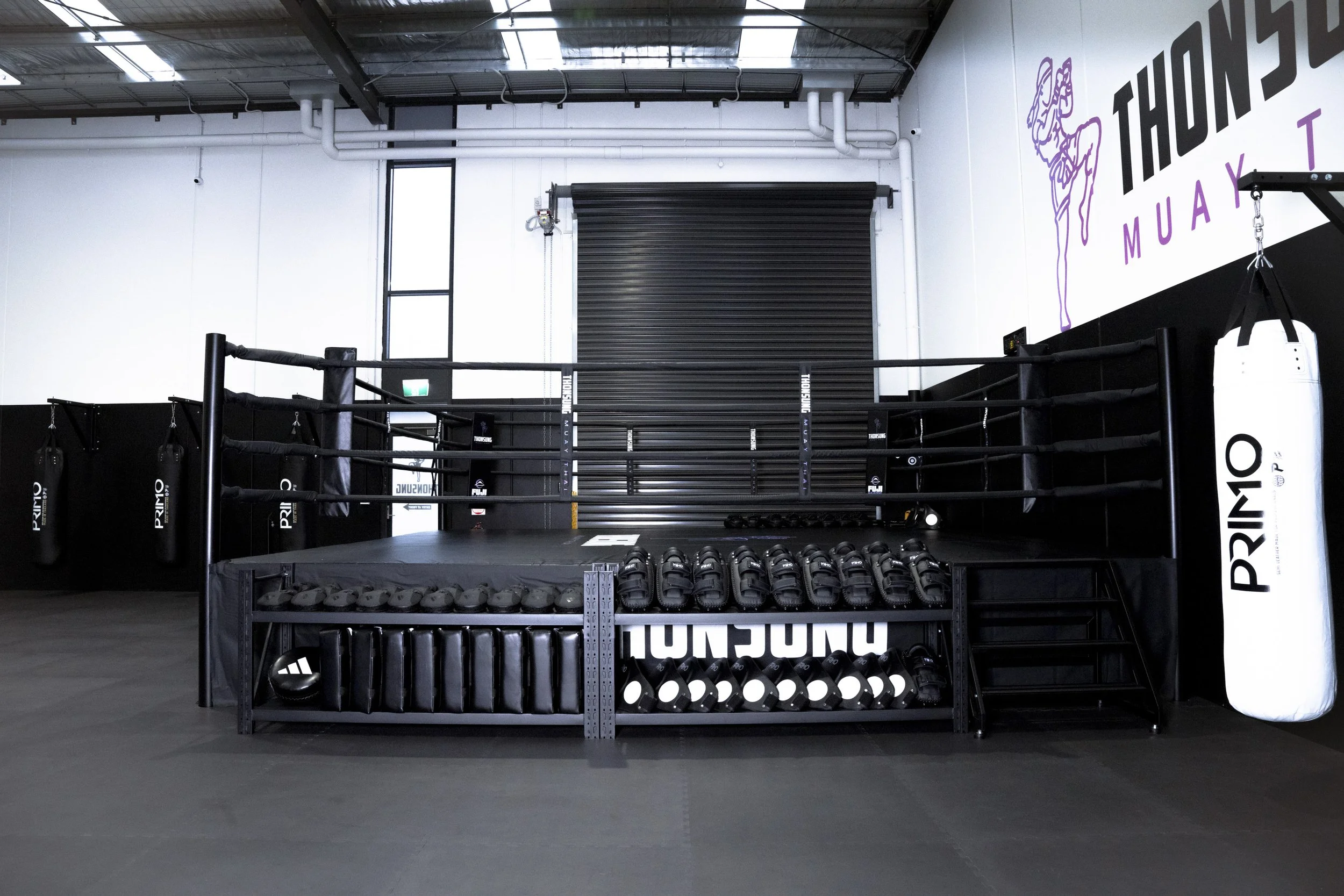 Ring/Canvas Shot. Thonsung Muay Thai gym facility and training area in Epping Victoria.