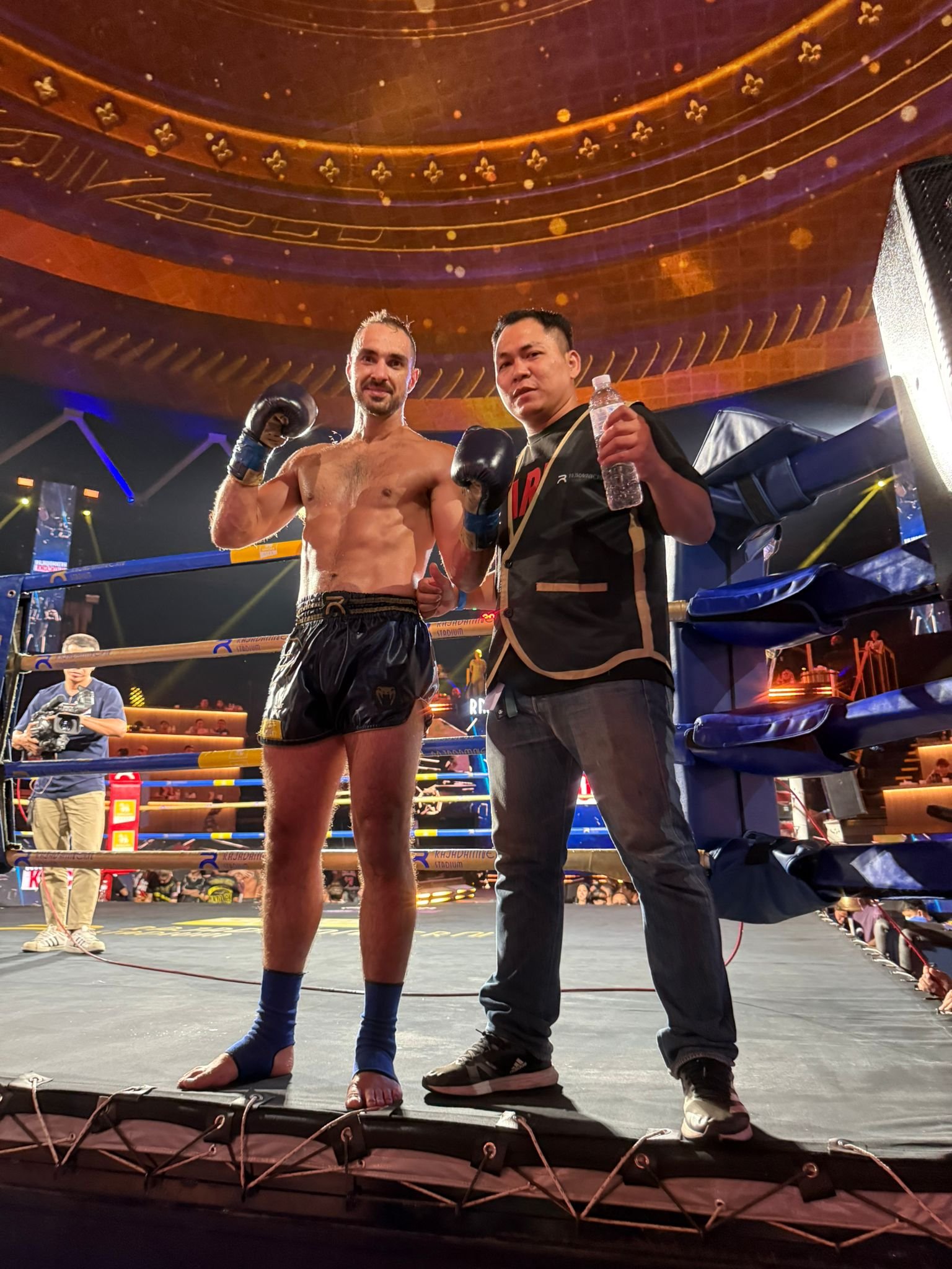 Thonsung Muay Thai Head Coach Tome Kokarevski at the World's first boxing stadium, Rajadamnern Stadium.