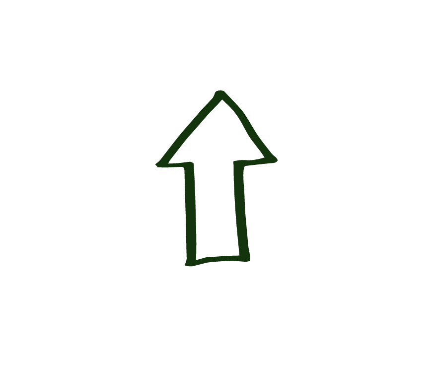 A black background with a green, hand-drawn arrow pointing upward.
