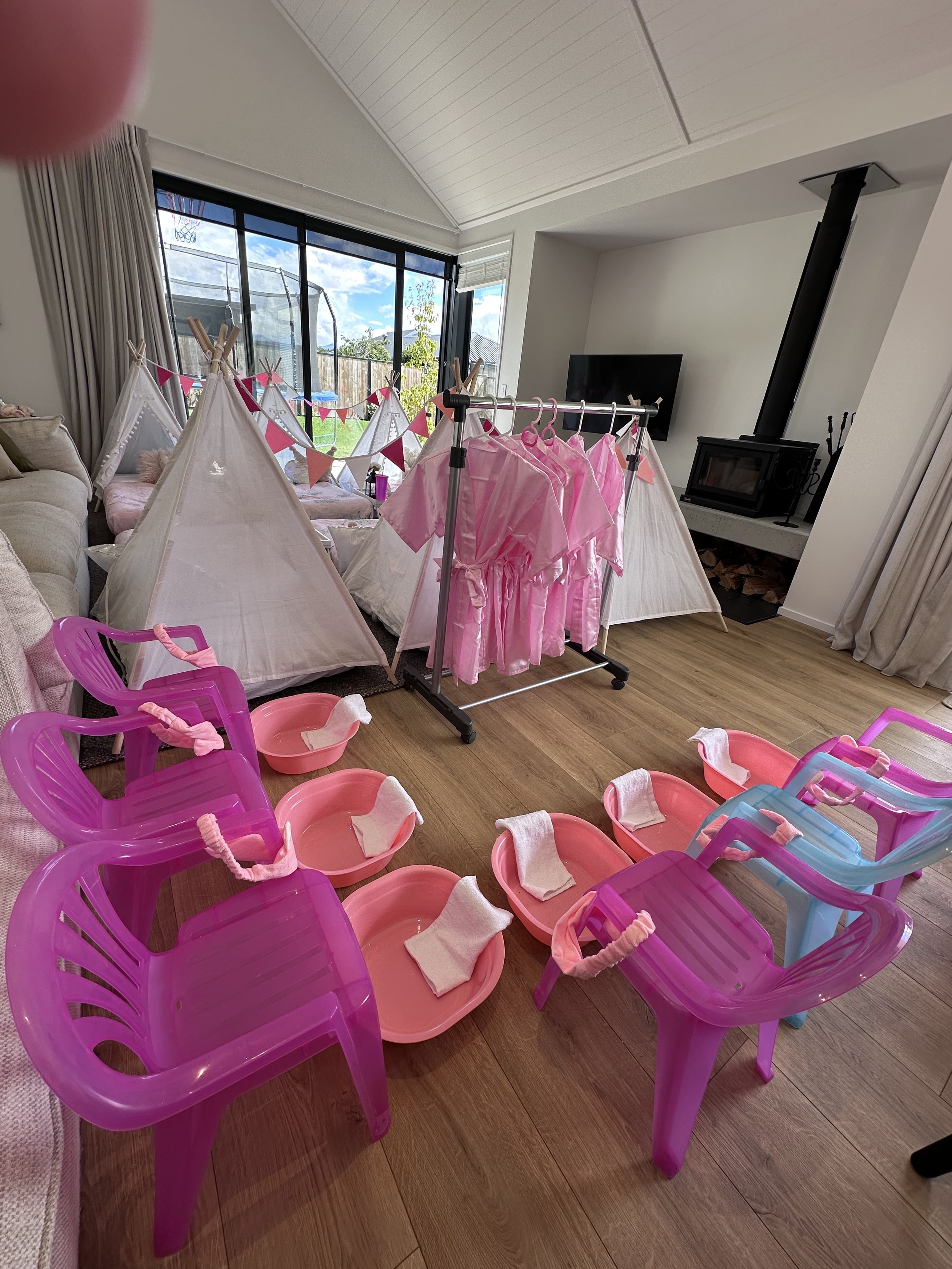 SPA Girls Night setup for girls slumber party.