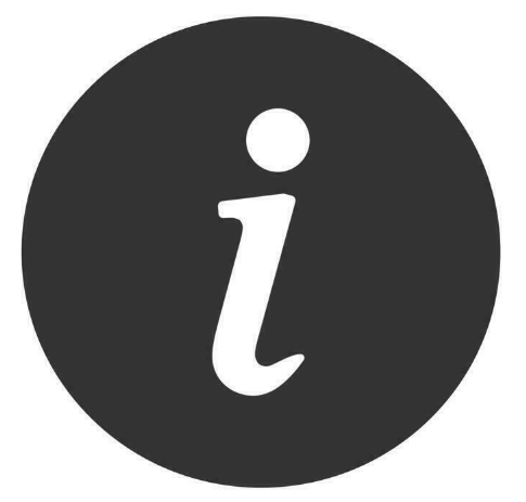 Information symbol icon in a black circle.