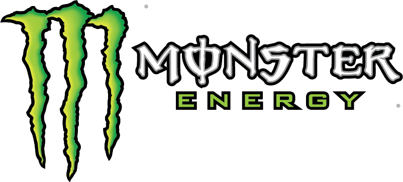 Monster Energy logo with three green claw marks and the words 'Monster Energy' in stylized font.