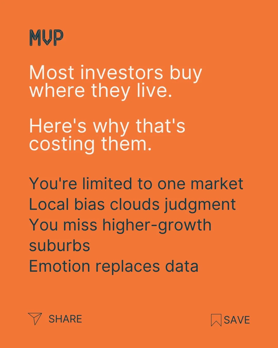 Most investors limit themselves to one market without even realising it. Buying where you live feels safe. It&rsquo;s familiar. But familiarity isn&rsquo;t a strategy and in property investing, it&rsquo;s costing people real money.

Swipe to see the 