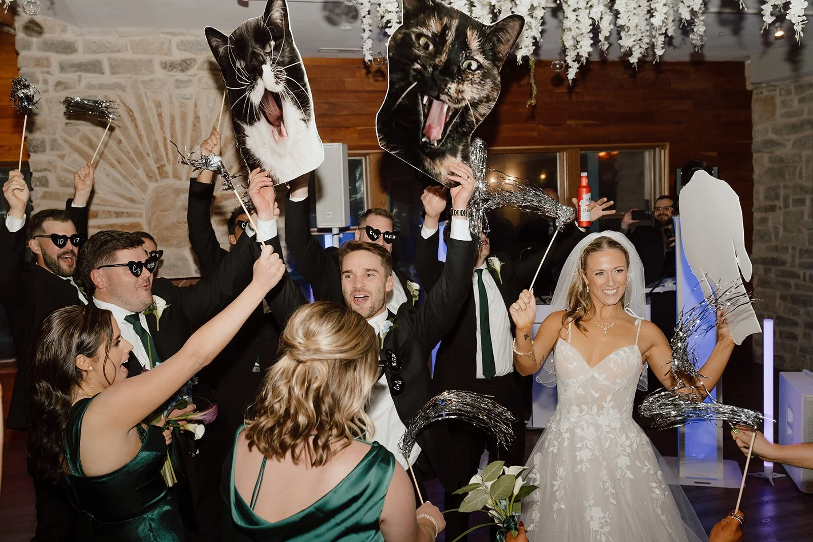 Fun grand entrance at fall ohio wedding