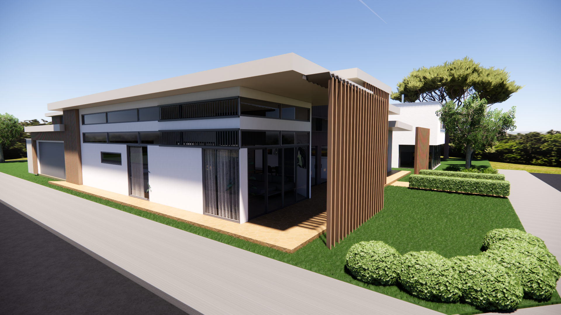 Modern, linear design with fixed louvres that protect from the western sun while still framing beautiful beach views — creating a comfortable, stylish, and relaxed coastal living experience.