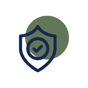 Icon of a shield with a checkmark inside, representing security or protection.
