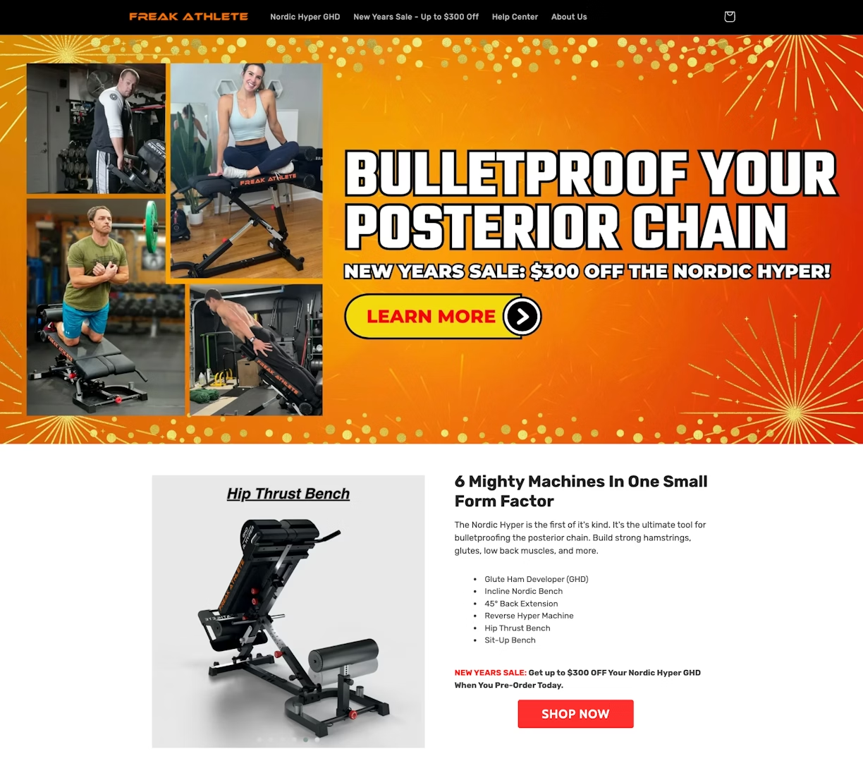 Freak Athlete site before the redesign