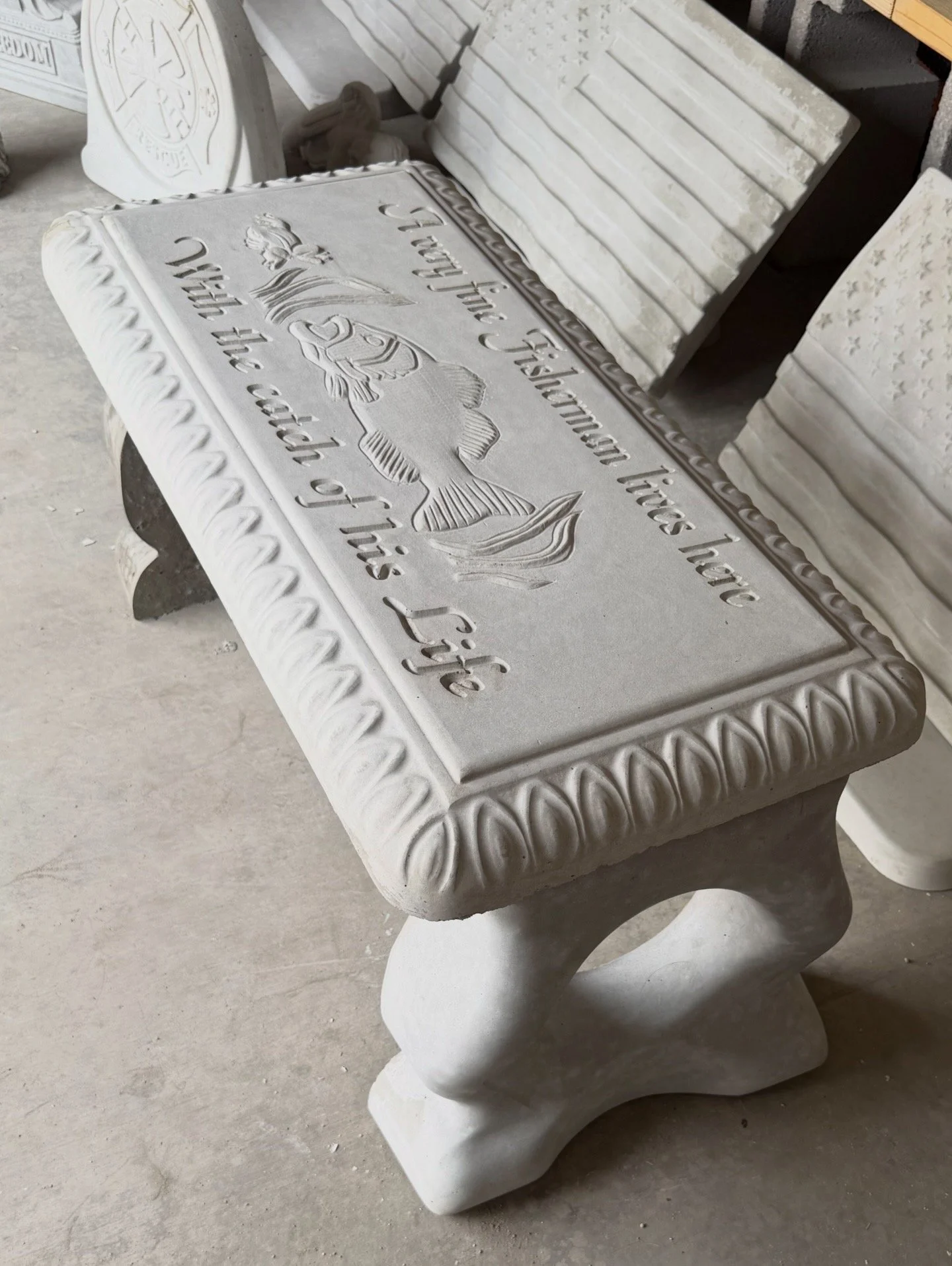 A Very Fine Fisherman Concrete Bench