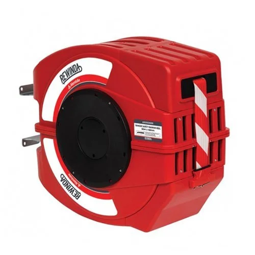 ALEMLUBE REWINDA CAUTION DANGER BARRIER REEL RED & WHITE BAND