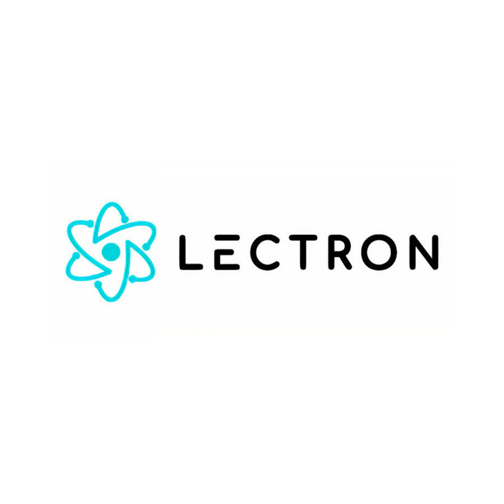 Logo for Lectron with a stylized atom design in blue and the word 'LECTRON' in black.