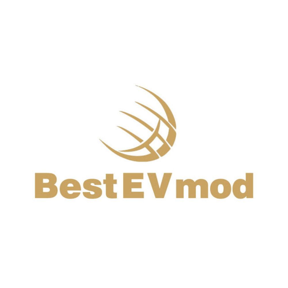 Gold logo with a stylized globe and the text 'BestEVmod' beneath it.