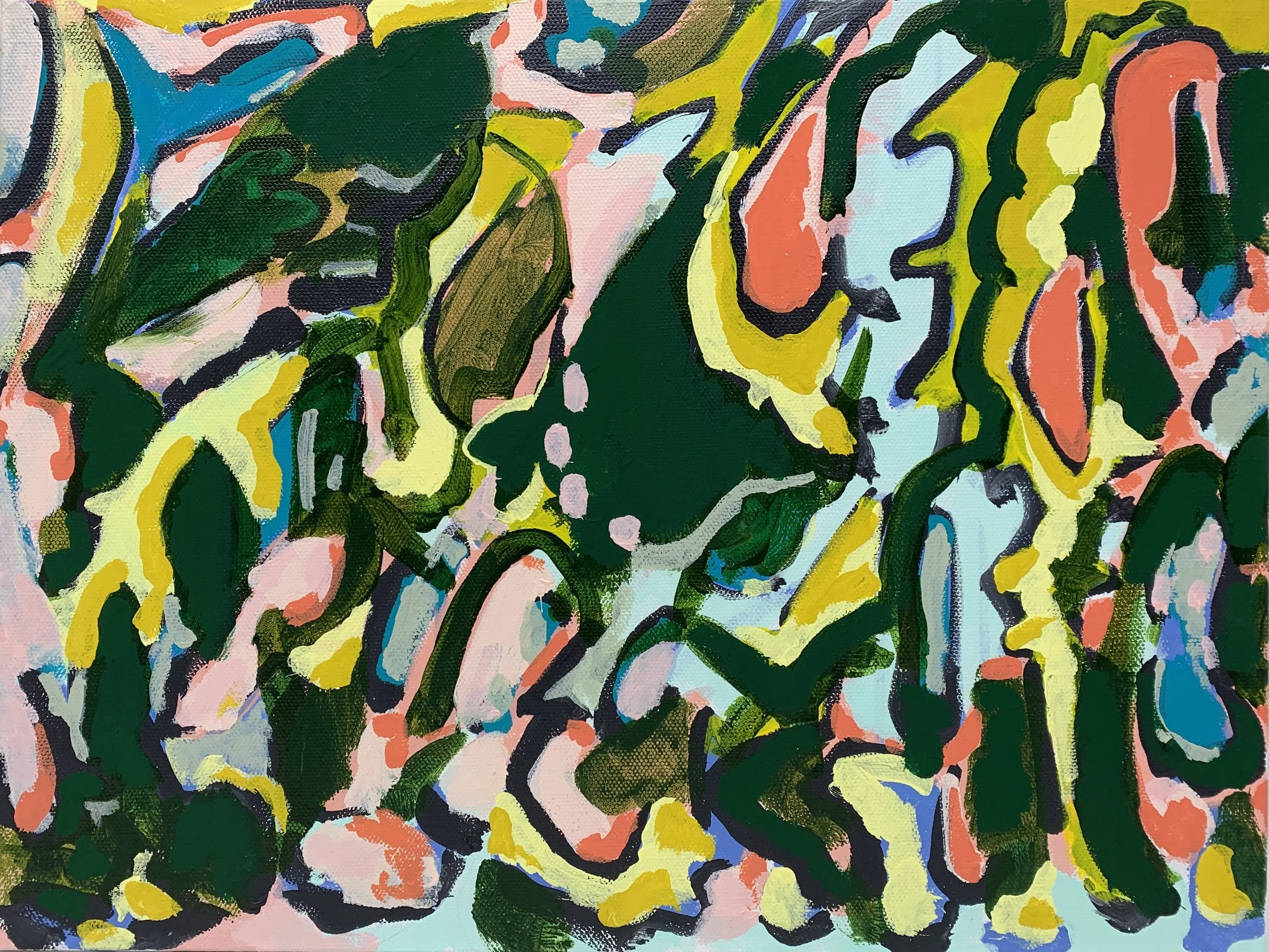 Untitled, 2024, Acrylic Gouache and Acrylic Paint on Canvas, 16” x 12”