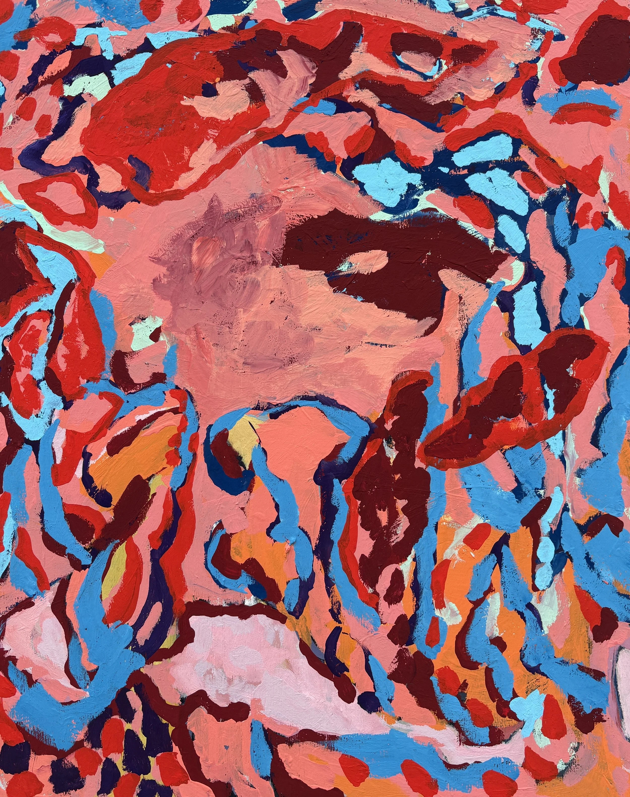 Into the Desert, 2025, Acrylic Gouache on wood panel, 20” x 16”