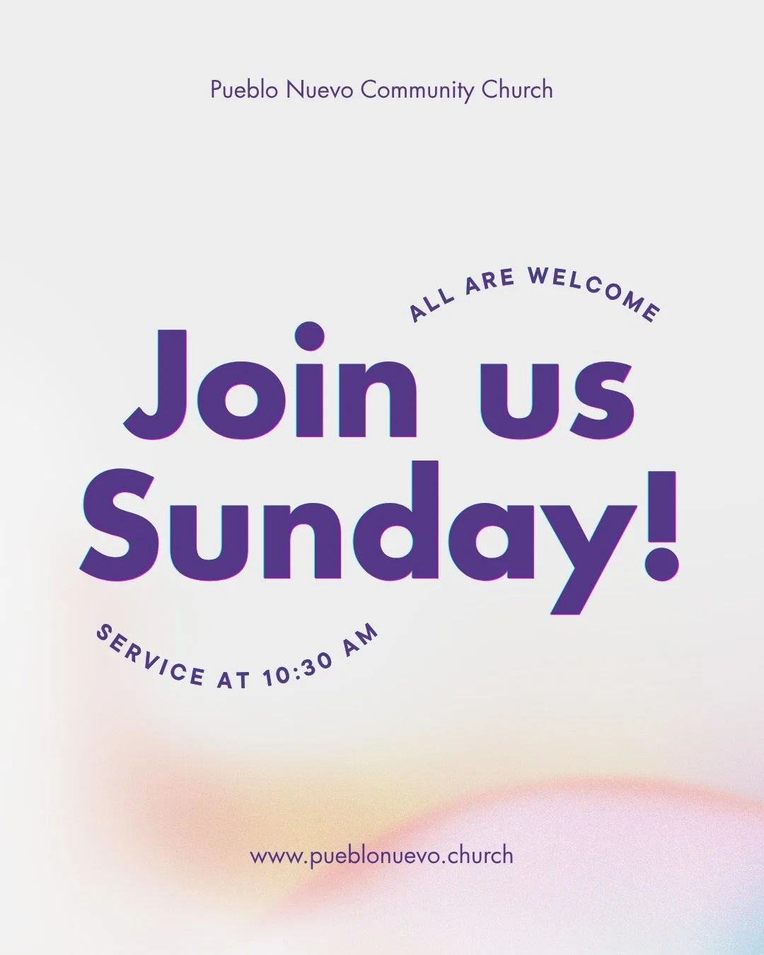 Join us for church this Sunday! 
Community Group at 9:30 and service starts at 10:30 am