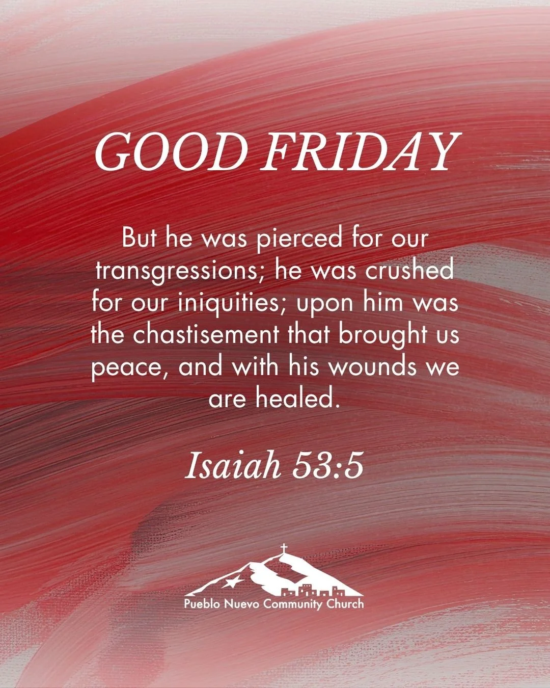 By His wounds we are healed, thank you Lord!
Join us for Good Friday service tonight at 7 pm