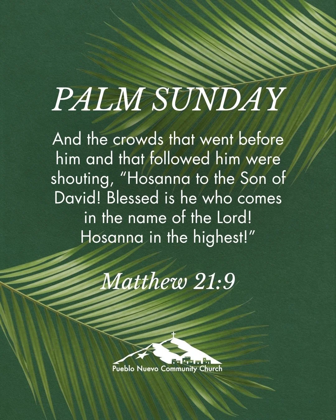 Today marks the beginning of Holy Week.
Join us this morning for Palm Sunday service at 10:30 am!