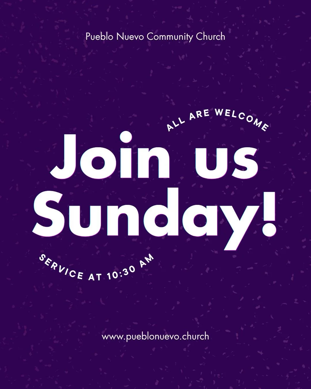 Join us for church this Sunday! 
Community Group at 9:30 am &amp;
Worship service at 10:30 am