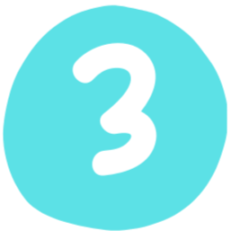 A blue circular background with a white number 3 in the center.