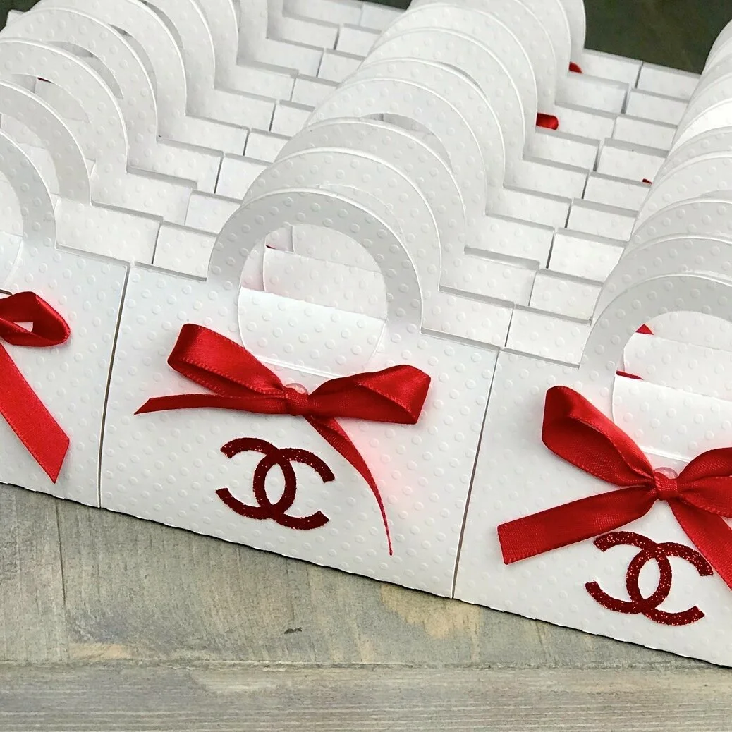 Chanel Red & White Inspired Lip Balm Party Favors (Set of 10)