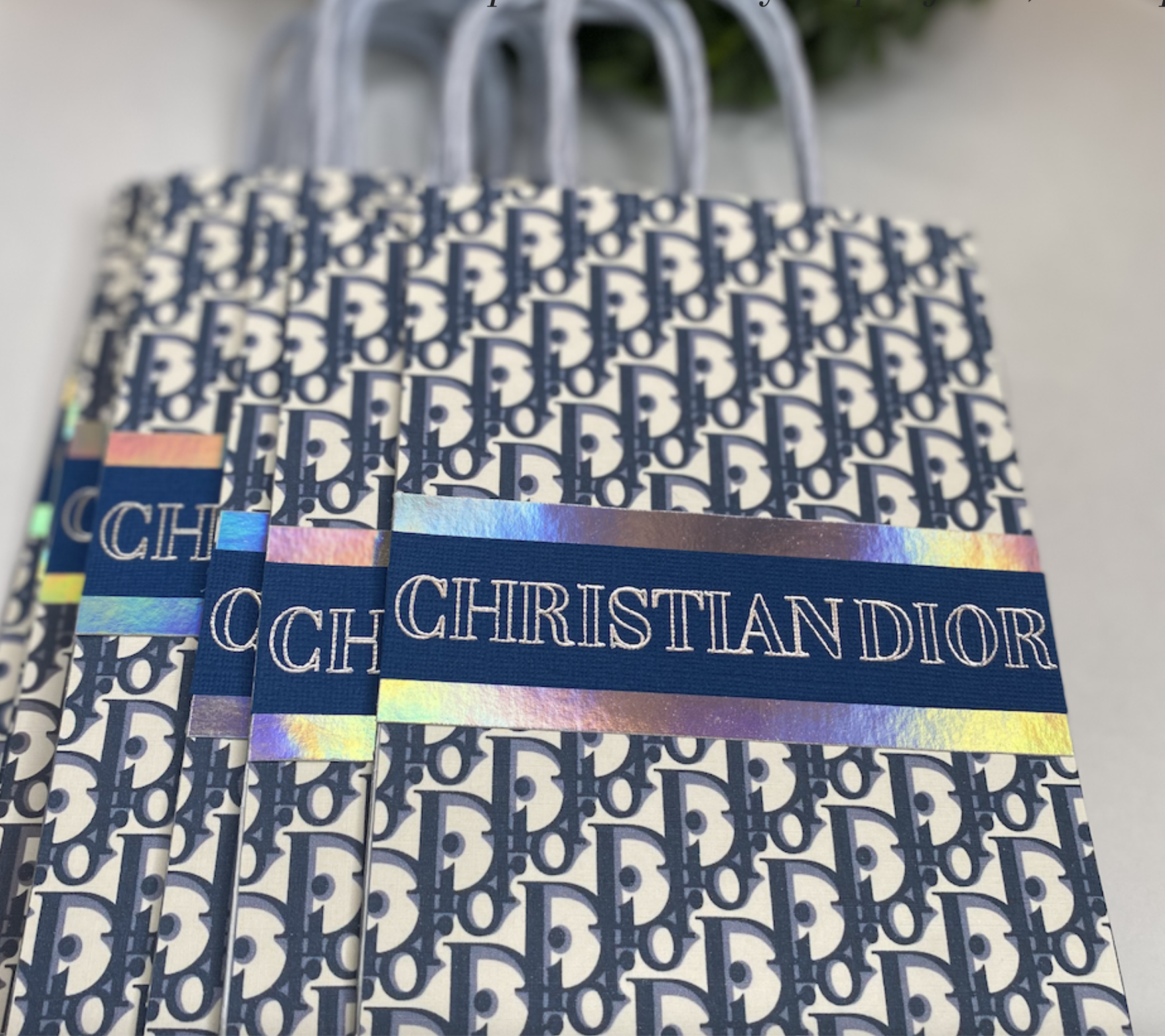 Dior Navy Blue & Silver Gift Bags Sold in (Sets of 12)