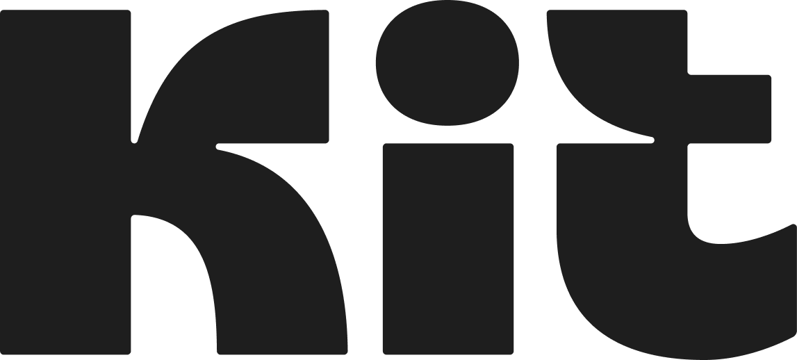 Logo for Kit with large, bold stylised letters