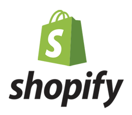 Shopify logo with green shopping bag and white 'S'