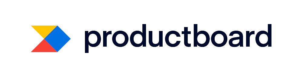 Logo for productboard with a colorful geometric arrow symbol and the word 'productboard' in dark letters.