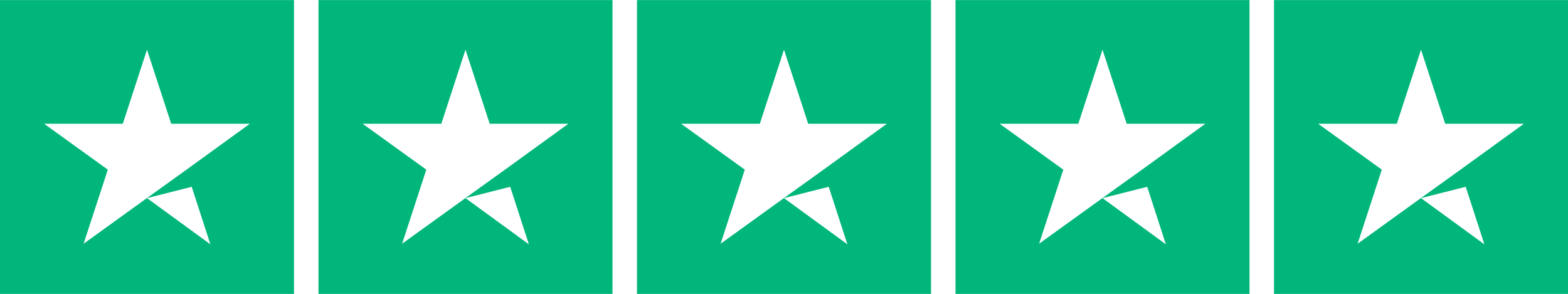 Five green flags with white stars arranged in a row.